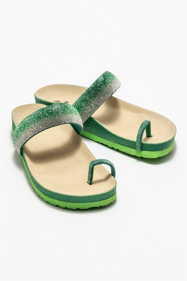 Yeşil kadın terlik - Elle Shoes