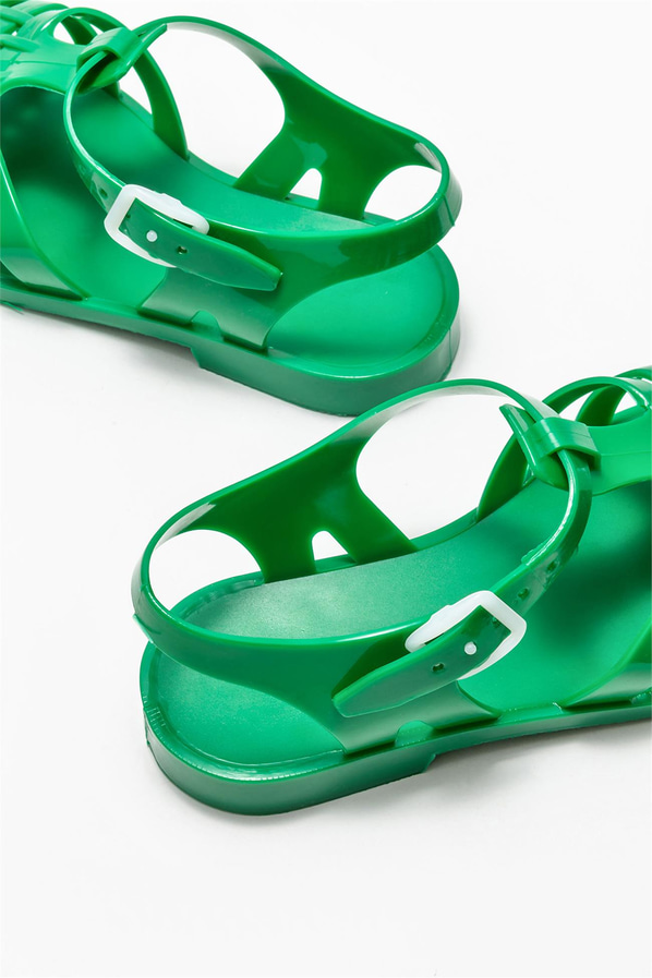 Yeşil kadın düz sandalet - Elle Shoes