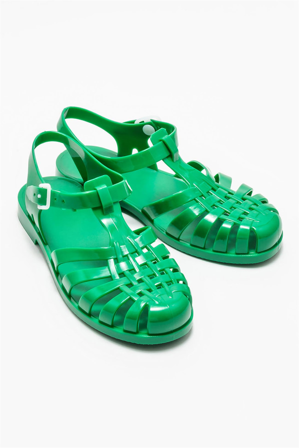 Yeşil kadın düz sandalet - Elle Shoes