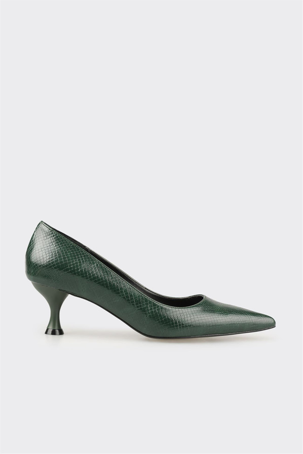 Yeşil topuklu kadın stiletto, ofis stili için - Elle Shoes