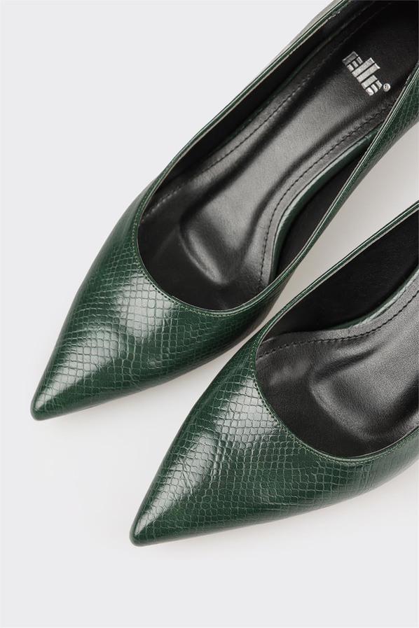 Yeşil topuklu kadın stiletto, ofis stili için - Elle Shoes