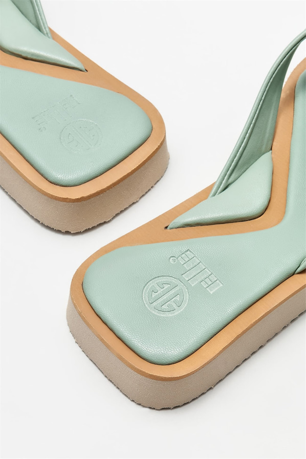 Yeşil kadın düz terlik - Elle Shoes