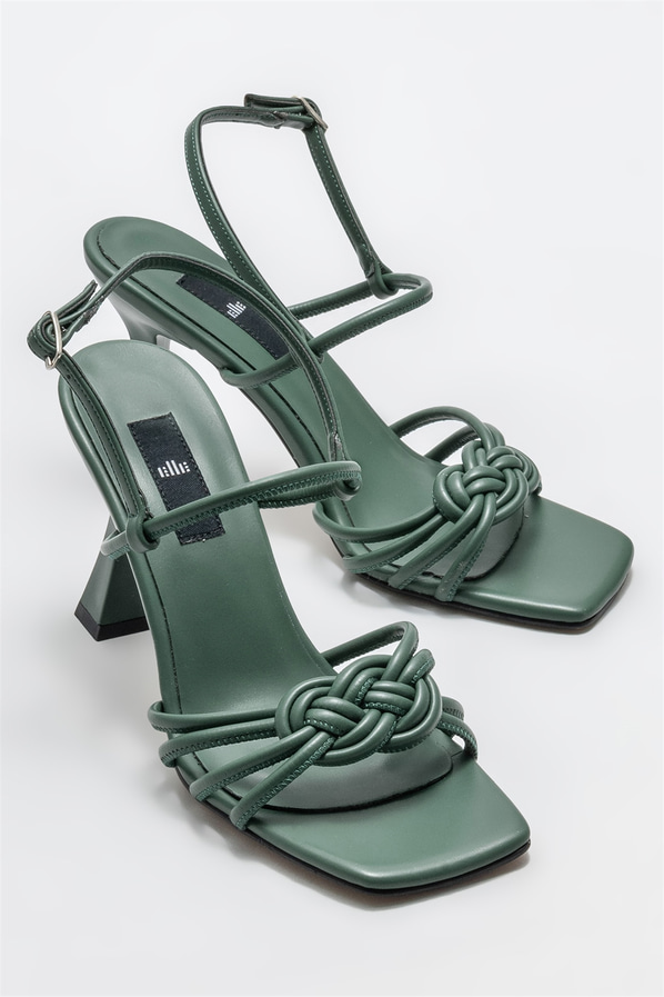 Yeşil topuklu kadın sandalet - Elle Shoes