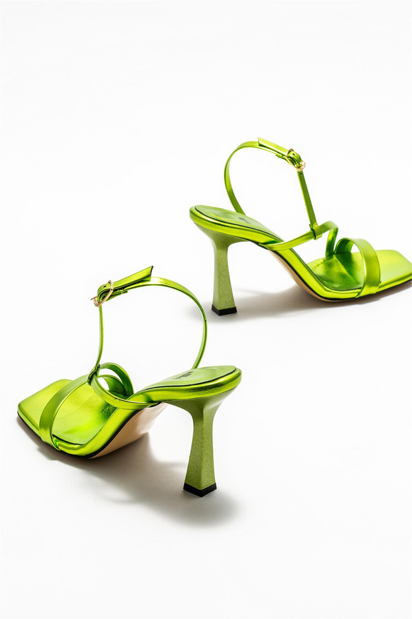 Yeşil topuklu kadın sandalet - Elle Shoes