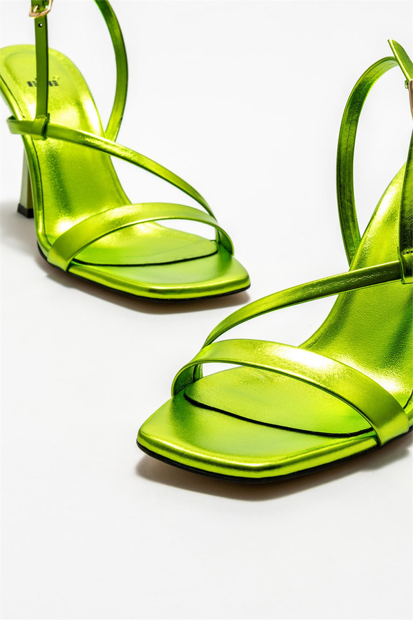 Yeşil topuklu kadın sandalet - Elle Shoes
