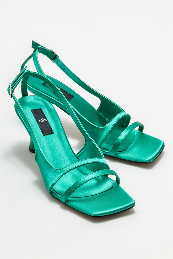 Yeşil topuklu kadın sandalet - Elle Shoes