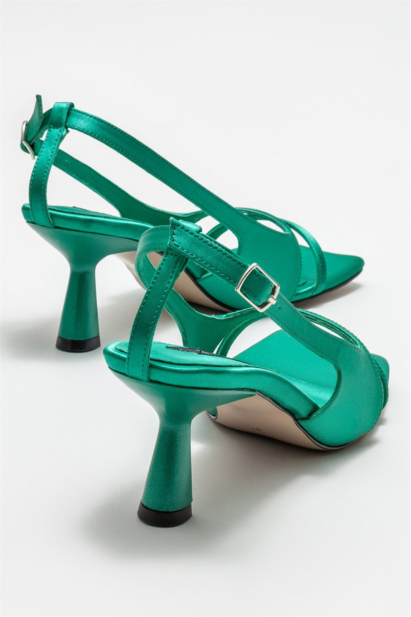 Yeşil topuklu kadın sandalet - Elle Shoes