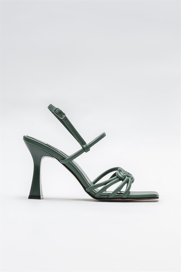 Yeşil topuklu kadın sandalet - Elle Shoes