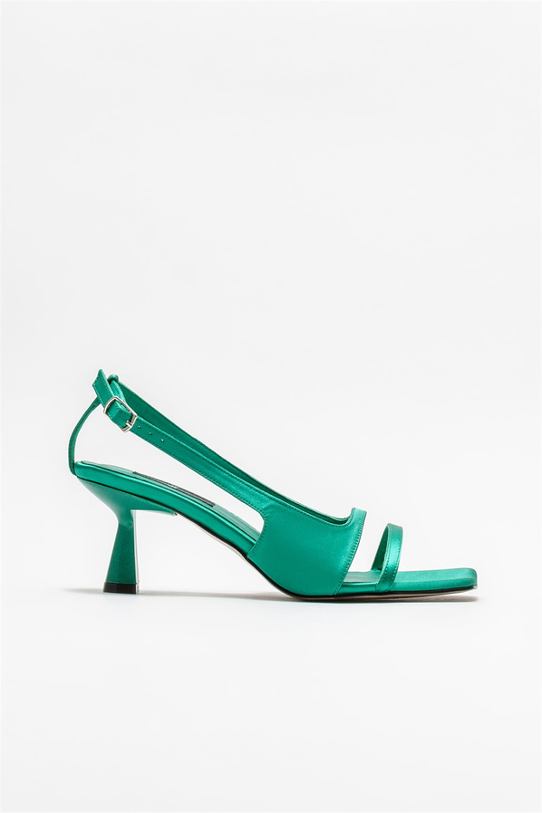 Yeşil topuklu kadın sandalet - Elle Shoes