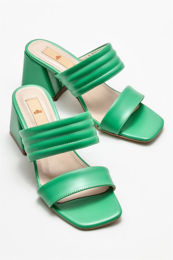 Yeşil topuklu kadın terlik - Elle Shoes