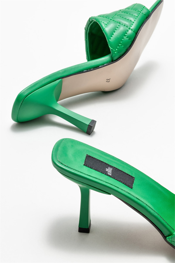 Yeşil topuklu kadın terlik - Elle Shoes