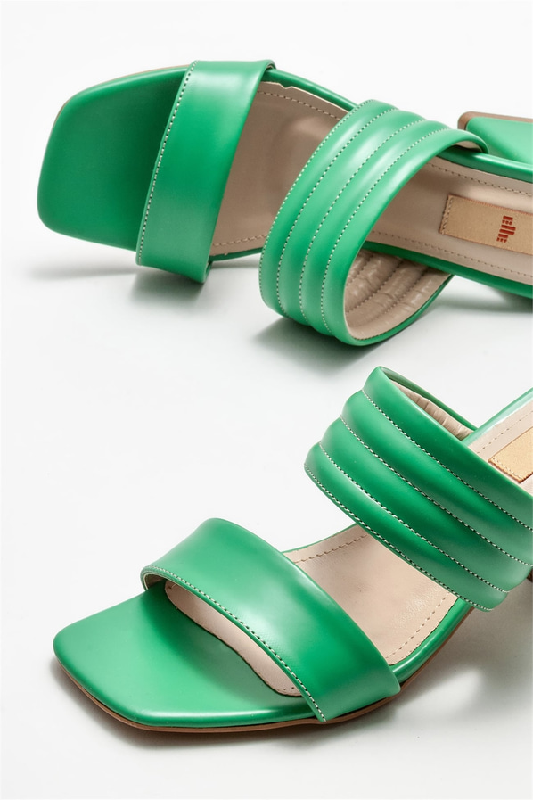 Yeşil topuklu kadın terlik - Elle Shoes