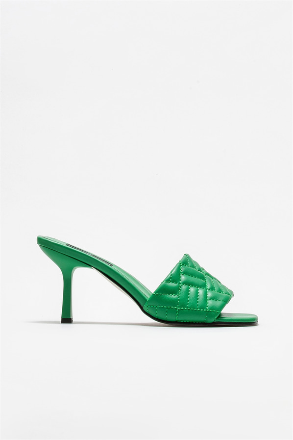Yeşil topuklu kadın terlik - Elle Shoes