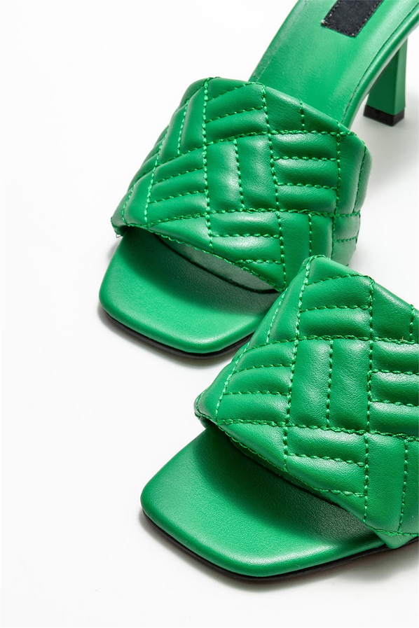 Yeşil topuklu kadın terlik - Elle Shoes