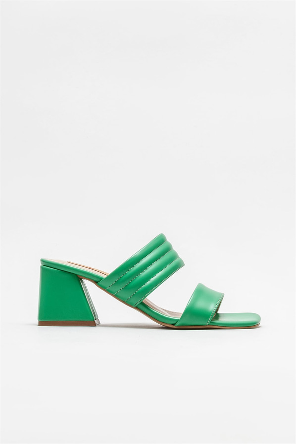 Yeşil topuklu kadın terlik - Elle Shoes