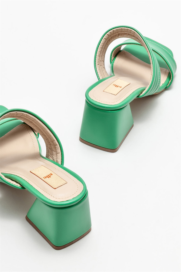 Yeşil topuklu kadın terlik - Elle Shoes