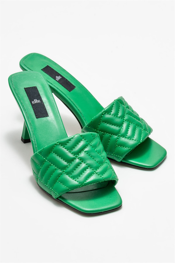 Yeşil topuklu kadın terlik - Elle Shoes