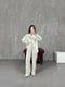 Bab Cream Patterned Satin Shirt Pants Jacquard Set