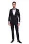  Morven Erkek Siyah Guisa Slim Fit Dar Kesim Jakarlı Smokin