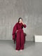 Burgundy Shawl Detailed Linen Set Gaus00142