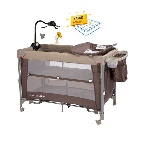 SMART FOLD OYUN PARKI (ANNE YANI-YATAK HEDİYELİ) 60*104cm BEIGE/BROWN