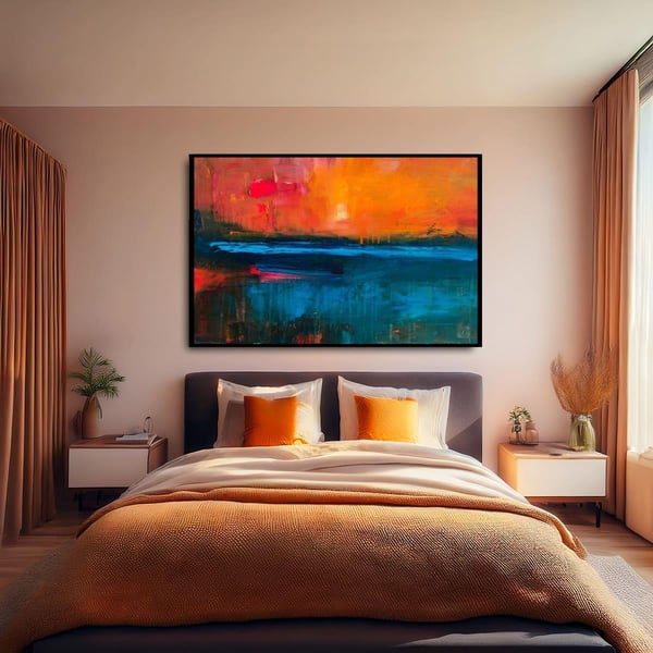 Abstract Sunset Yağlı Boya Dokulu TabloYağlı Boya Dokulu Soyut TablolarTablolife