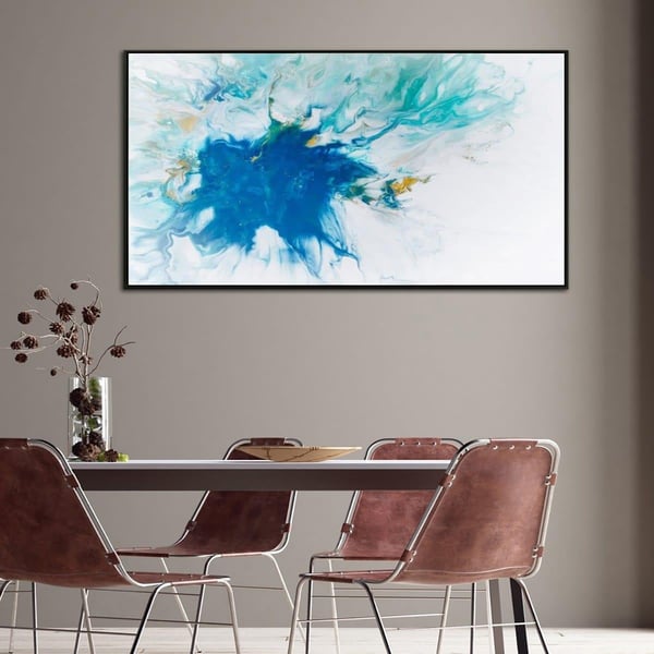 Aqua Yağlı Boya Dokulu TabloYağlı Boya Dokulu Soyut TablolarTablolife.com