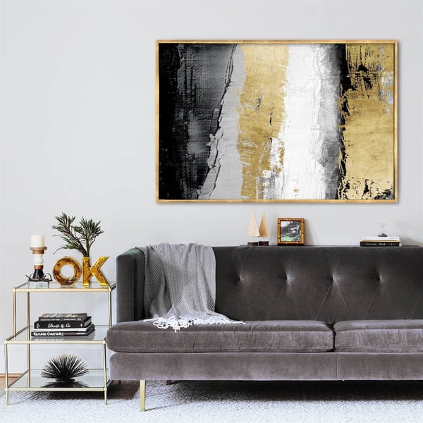 Black White Gold - Yağlı Boya Dokulu TabloYağlı Boya Dokulu Soyut TablolarTablolife.com