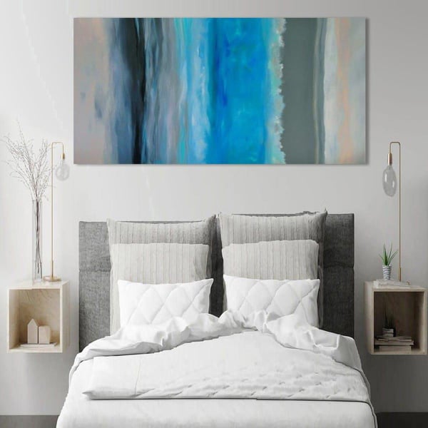 Blue Grey Yağlı Boya Dokulu TabloYağlı Boya Dokulu Soyut TablolarTablolife.com