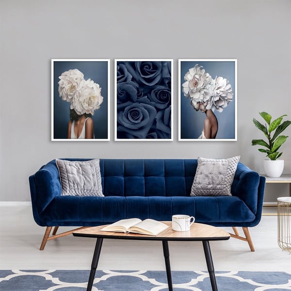 Blue Rose Çerçeveli Poster SetiPosterlerTablolife.com