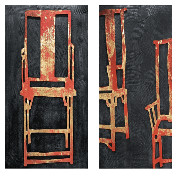 Chairs İkili Set Yağlı Boya Dokulu TabloYağlı Boya Dokulu Soyut TablolarTablolife