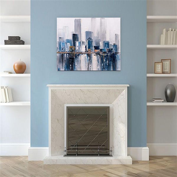 City Of Smurfs - Yağlı Boya Dokulu TabloYağlı Boya Dokulu Soyut TablolarTablolife.com