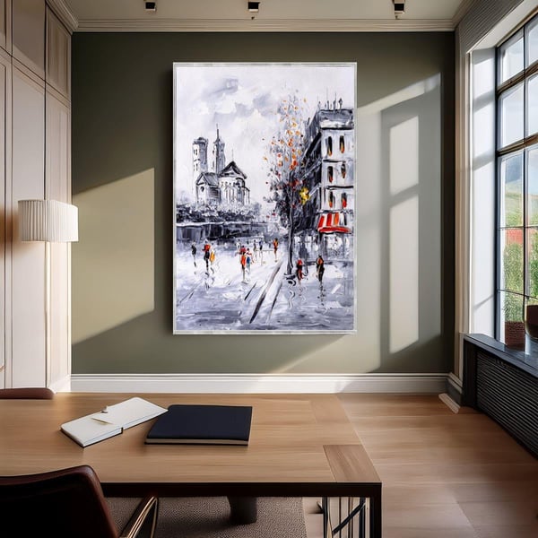 City Square Yağlı Boya Dokulu TabloYağlı Boya Dokulu Soyut TablolarTablolife
