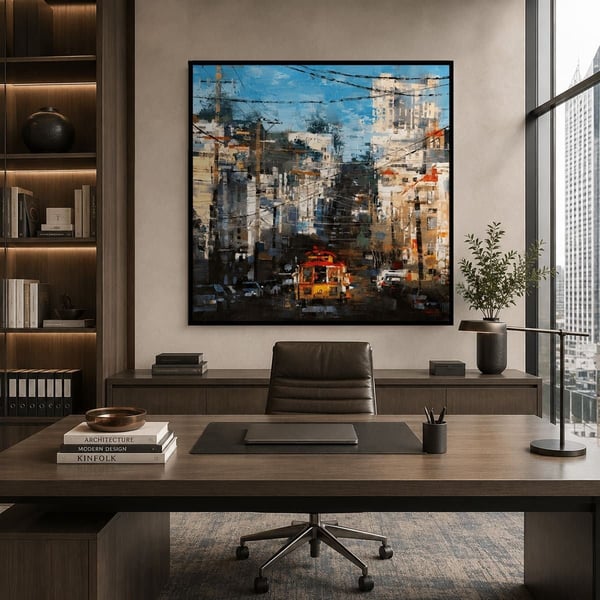 Complex City Yağlı Boya Dokulu TabloYağlı Boya Dokulu Şehir TablolarıTablolife