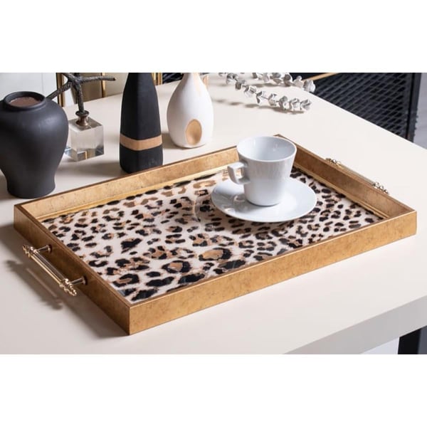 Dekoratif Sunum Tepsisi Leopar DesenliTepsilerTablolife.com