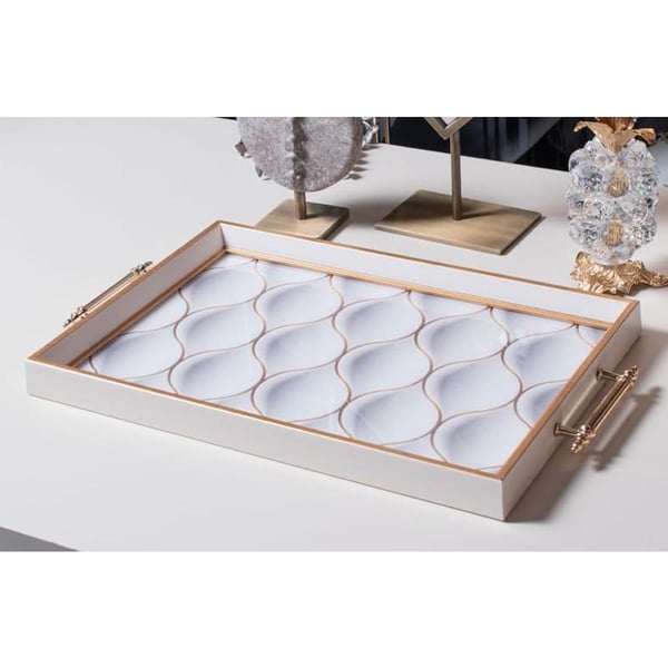 Dekoratif Sunum Tepsisi White ShapesTepsilerTablolife.com