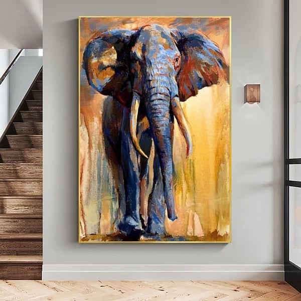 Elephant Yağlı Boya Dokulu TabloYağlı Boya Dokulu Soyut TablolarTablolife.com