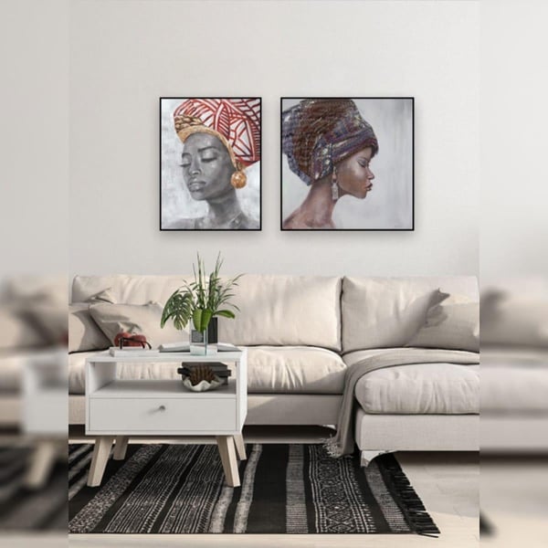 Etnik Kadın İkili Set Yağlı Boya Dokulu TabloYağlı Boya Dokulu Kadın Temalı TablolarTablolife.com