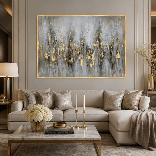 Gold Frekans 2 Yağlı Boya Dokulu TabloYağlı Boya Dokulu Soyut TablolarTablolife