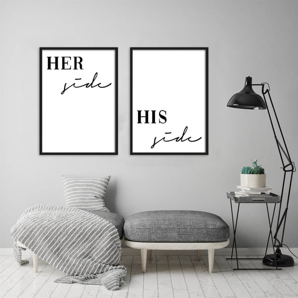 Her His Her Side Çerçeveli Poster SetiPosterlerTablolife.com