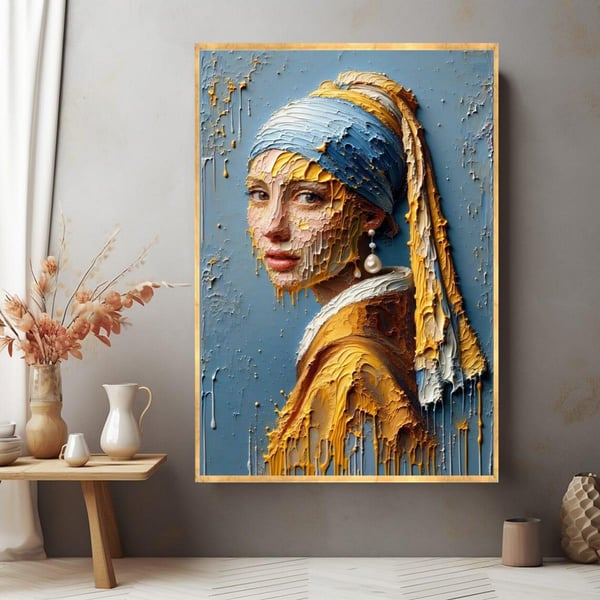 İnci Küpeli Kız 3D Yağlı Boya Tablo3D Yoğun Yağlı Boya TablolarTablolife