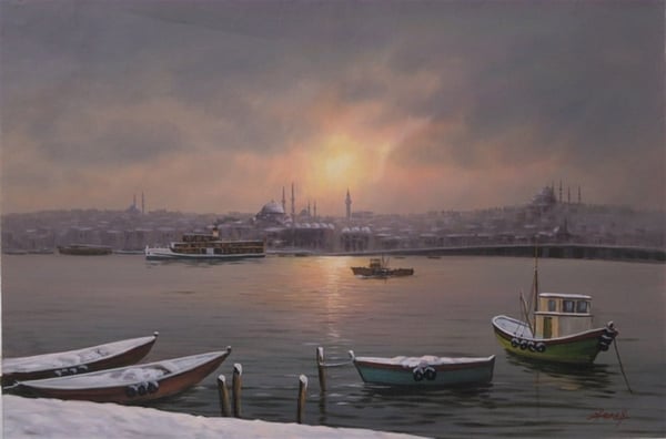 Karlı İstanbul Boğazı - Kanvas Tablo