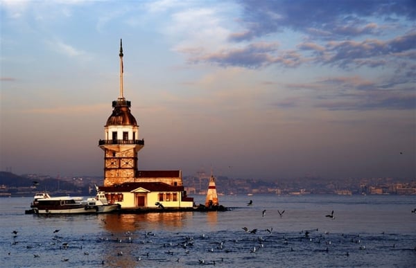 Kız Kulesi ve Martılar - Kanvas Tablo