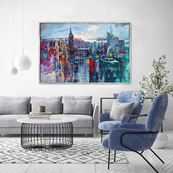 Metropolitan City - Yağlı Boya Dokulu Tablo