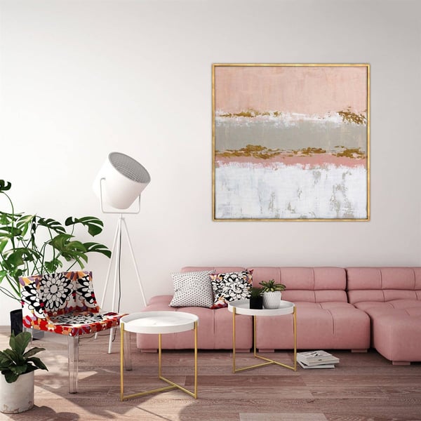 Pembe Beyaz - Yağlı Boya Dokulu TabloSoyutTablolife.com