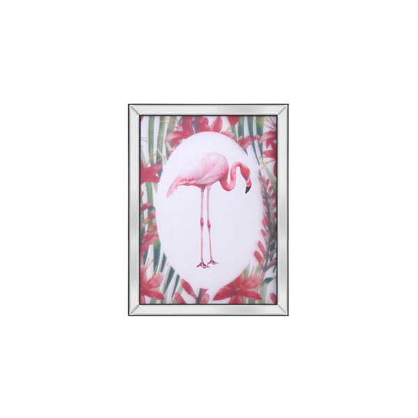 Pembe Flamingo - Ayna Çerçeveli Tablo
