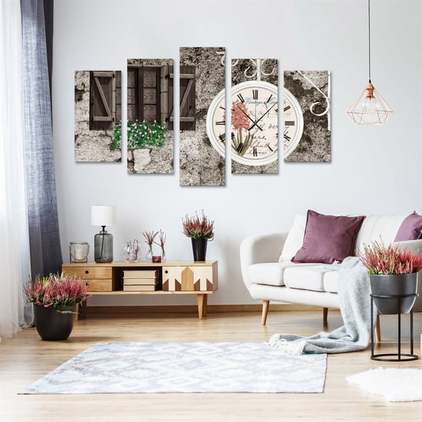 Pencere Saatli 5 Parçalı Kanvas TabloParçalı KanvasTablolife.com