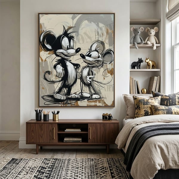 Playful Duet Street-Art Yağlı Boya Dokulu TabloYağlı Boya Dokulu Soyut TablolarTablolife