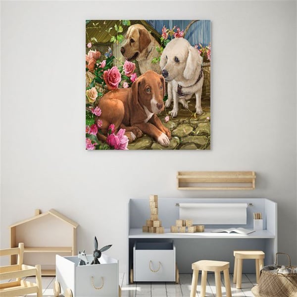 Puppies Yağlı Boya Dokulu TabloYağlı Boya Dokulu Hayvan TablolarıTablolife.com