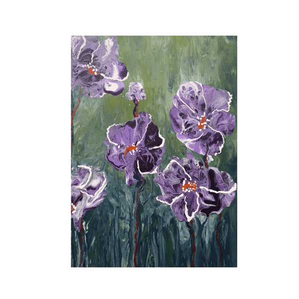 Purple Wildflowers Yağlı Boya Dokulu TabloYağlı Boya Dokulu Çiçek TablolarıTablolife
